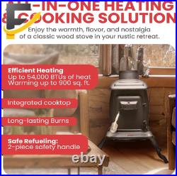 Company Cast Iron Wood Stove with Cool Touch Safety Handle Heats up to 54,000 Bt