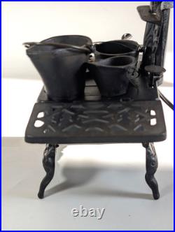Crescent 1950s Cast Iron Stove Table Lamp w ALL Accessories Vintage Works
