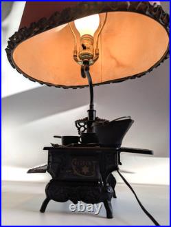 Crescent 1950s Cast Iron Stove Table Lamp w ALL Accessories Vintage Works