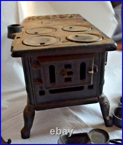Crescent Cast Iron Cook Stove Miniature Salesman Sample 1900s
