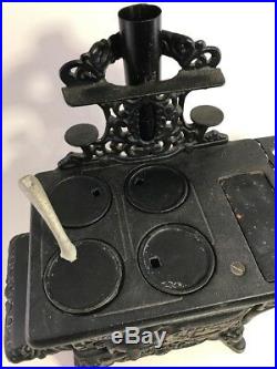 Crescent Cast Iron Stove Small Toy Vintage Antique Black