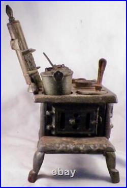 Crescent Cast Iron Stove Toy Salesman Sample Muffin Pan Teapot Bucket Victorian