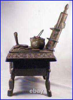 Crescent Cast Iron Stove Toy Salesman Sample Muffin Pan Teapot Bucket Victorian
