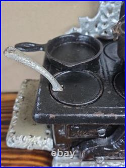 Crescent Salesmens Sample Large 12 Miniature Cast Iron Cook Stove & Accessories