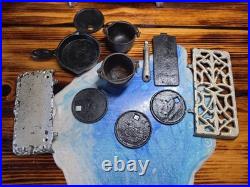 Crescent Salesmens Sample Large 12 Miniature Cast Iron Cook Stove & Accessories