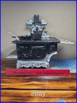 Crescent Salesmens Sample Large 12 Miniature Cast Iron Cook Stove & Accessories