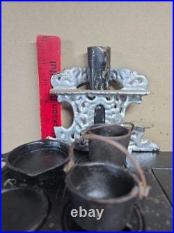 Crescent Salesmens Sample Large 12 Miniature Cast Iron Cook Stove & Accessories
