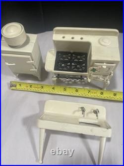 Dollhouse Miniature Cast Iron Metal Kitchen Scale 112 Stove Sink Refrigerator