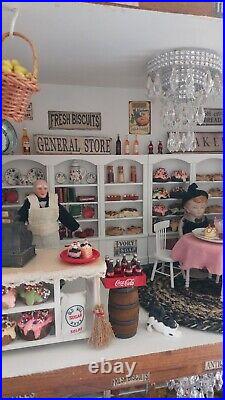 Dollhouse Room Box. Bakery, General Store Wood. Vintage Style. Cast Iron Stove