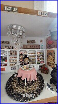 Dollhouse Room Box. Bakery, General Store Wood. Vintage Style. Cast Iron Stove