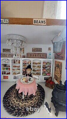 Dollhouse Room Box. Bakery, General Store Wood. Vintage Style. Cast Iron Stove
