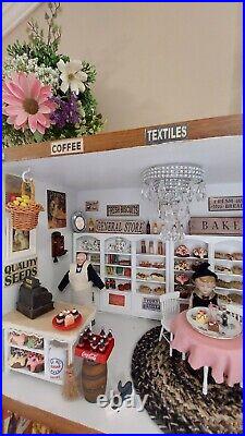 Dollhouse Room Box. Bakery, General Store Wood. Vintage Style. Cast Iron Stove