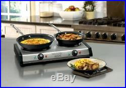 Double Burner Electric Hot Plate Commercial Cast Iron Plate Portable Stove. New