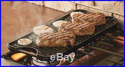 Double Burner Griddle Stove Reversible Cast Iron Grilling Preseasoned Plates Top
