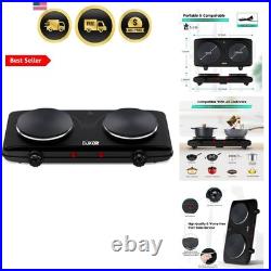 Double Cast Iron 2 Burner, 1800W Countertop Burner, Dual Electric Stove Burne