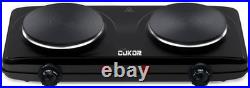 Double Cast Iron 2 Burner, 1800W Countertop Burner, Dual Electric Stove Burne
