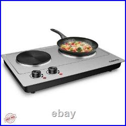 Electric Cooktop Burner Double Stove Hot Plate Countertop Portable Cooking Iron