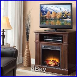 Electric Fireplace Heater TV Stand Realistic Mantel Stove Log Flame Bedroom Wood