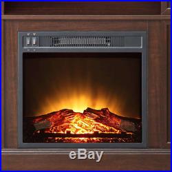 Electric Fireplace Heater TV Stand Realistic Mantel Stove Log Flame Bedroom Wood