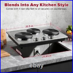 Electric Hot Plate for Cooking, 1800W Triple Burner Portable Electric Stove wi