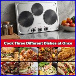 Electric Hot Plate for Cooking, 1800W Triple Burner Portable Electric Stove wi