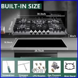 Elegant 30 Inch Gas Stove Top 5 Sealed Burners, LPG/NG Convertible Safety