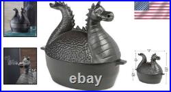 Elegant Dragon Wood Stove Steamer Cast Iron Humidifier 2.75 QT Capacity