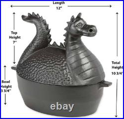 Elegant Dragon Wood Stove Steamer Cast Iron Humidifier 2.75 QT Capacity