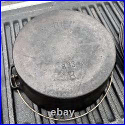 Erie Cast Iron Dutch Oven 833 # 8 Matching Flat Lid 837 Antique Vintage Griswold Erie Cast Iron Dutch Oven 833 # 8 Matching Flat Lid 837 Antique Vintage Griswold