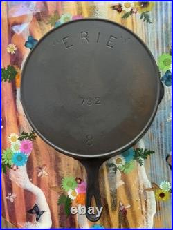 Erie (Pre-Griswold) Deep Cast Iron Skillet #8 732 Vintage Restored Rare