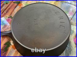 Erie (Pre-Griswold) Deep Cast Iron Skillet #8 732 Vintage Restored Rare