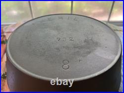Erie (Pre-Griswold) Deep Cast Iron Skillet #8 732 Vintage Restored Rare
