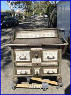 European cast iron stove with decorative tiles European cast iron stove with decorative tiles