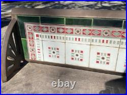 European cast iron stove with decorative tiles European cast iron stove with decorative tiles