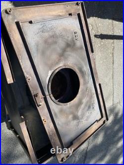 European cast iron stove with decorative tiles European cast iron stove with decorative tiles