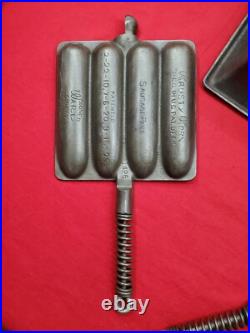Excellent Wagner Cast Iron Krusty Korn Sausage Pan Maker Tall Base Bail Handle Excellent Wagner Cast Iron Krusty Korn Sausage Pan Maker Tall Base Bail Handle