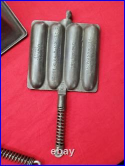 Excellent Wagner Cast Iron Krusty Korn Sausage Pan Maker Tall Base Bail Handle Excellent Wagner Cast Iron Krusty Korn Sausage Pan Maker Tall Base Bail Handle