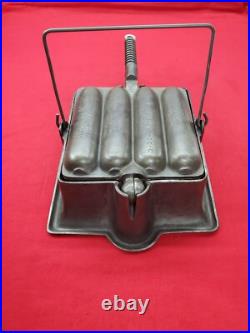 Excellent Wagner Cast Iron Krusty Korn Sausage Pan Maker Tall Base Bail Handle Excellent Wagner Cast Iron Krusty Korn Sausage Pan Maker Tall Base Bail Handle