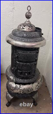 Extremely Rare Antique Beckwith SideWinder Round Oak Parlor Stove