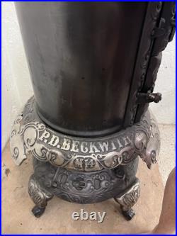 Extremely Rare Antique Beckwith SideWinder Round Oak Parlor Stove
