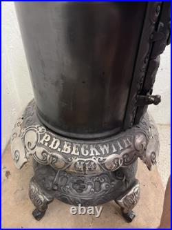 Extremely Rare Antique Beckwith SideWinder Round Oak Parlor Stove