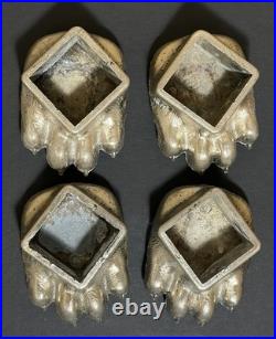 FISHER STOVE NICKEL PLATED BEAR FEET PAWS CLAWS Grandpa Grandma Lot of 4