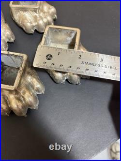 FISHER STOVE NICKEL PLATED BEAR FEET PAWS CLAWS Grandpa Grandma Lot of 4
