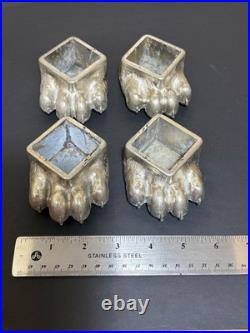FISHER STOVE NICKEL PLATED BEAR FEET PAWS CLAWS Grandpa Grandma Lot of 4