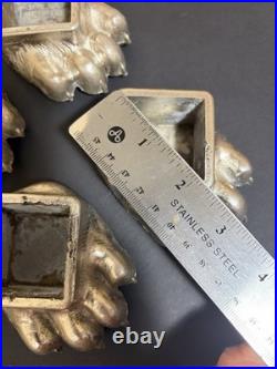 FISHER STOVE NICKEL PLATED BEAR FEET PAWS CLAWS Grandpa Grandma Lot of 4