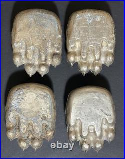FISHER STOVE NICKEL PLATED BEAR FEET PAWS CLAWS Grandpa Grandma Lot of 4