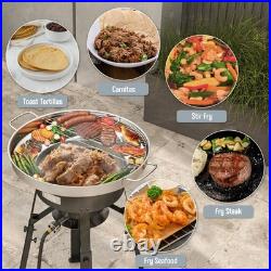 Feasto 23 in. Stainless Steel Concave Comal Set with 54,000 BTU Propane Burner