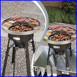 Feasto 23 in. Stainless Steel Concave Comal Set with 54,000 BTU Propane Burner
