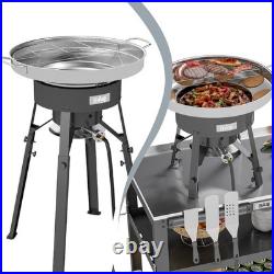 Feasto 23 in. Stainless Steel Concave Comal Set with 54,000 BTU Propane Burner