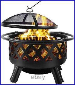 Fire Pit Firepit Outdoor Brazier Garden BBQ Round Stove Patio Heater C